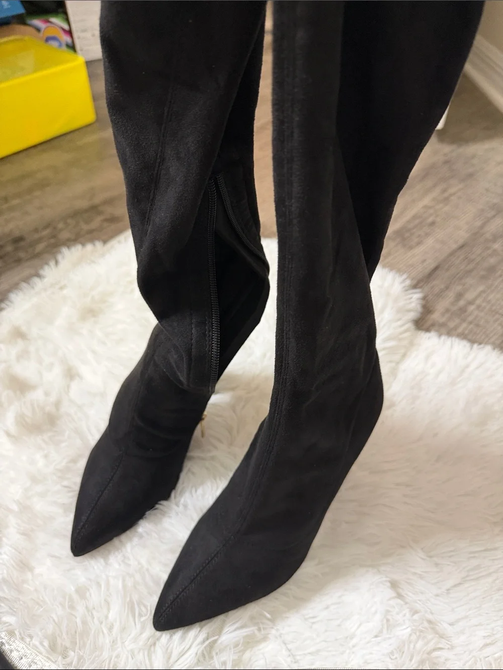 Black Over-the-Knee Pointed Toe Boots